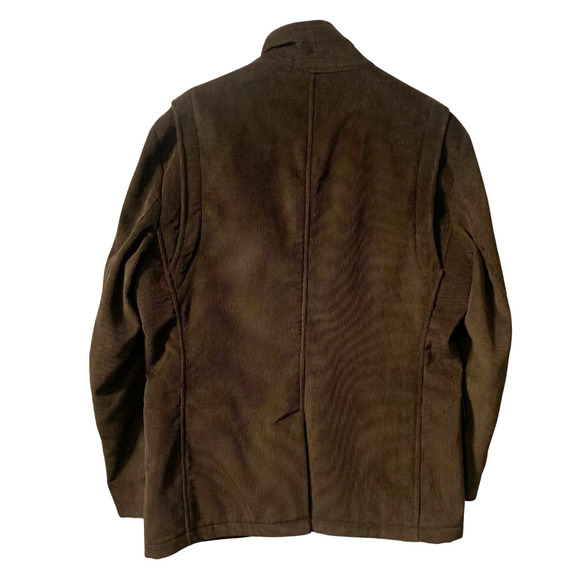 Tasso Elba Men's Rich Brown Corduroy Jacket Size L 42 44 Full Zip Retro Western - Picture 2 of 9